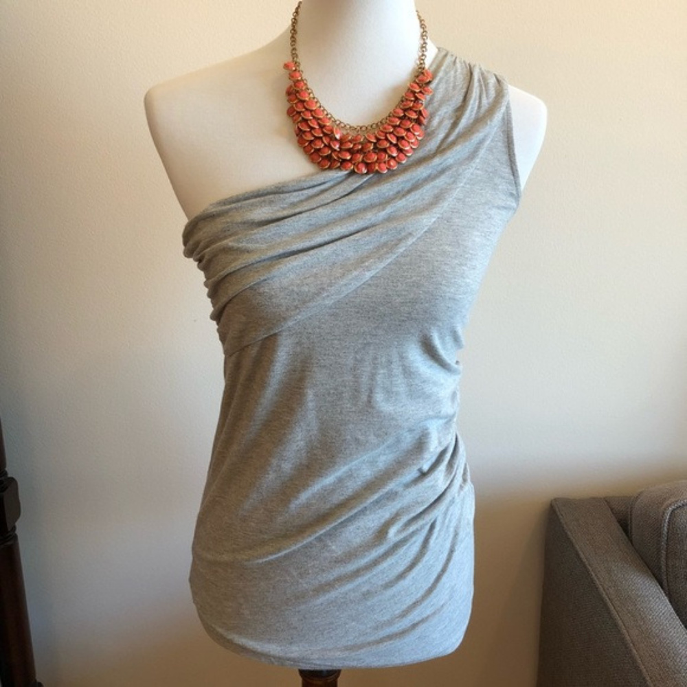Gap one shoulder grey knit sleeveless top